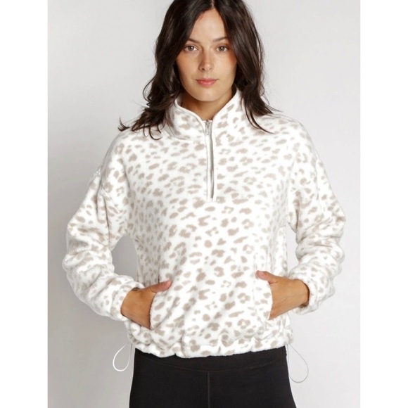Thread & Supply X Stitch Fix Calista Leopard Half-Zip Fleece Jacket NWT - Picture 1 of 13